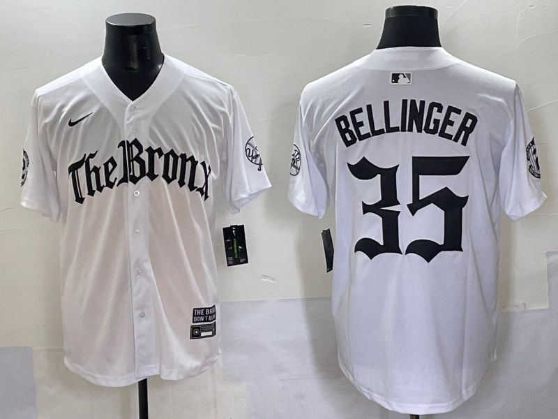 Men 2025 New York Yankees 35 Bellinger White Five generations Joint Name Nike MLB Jersey style 1